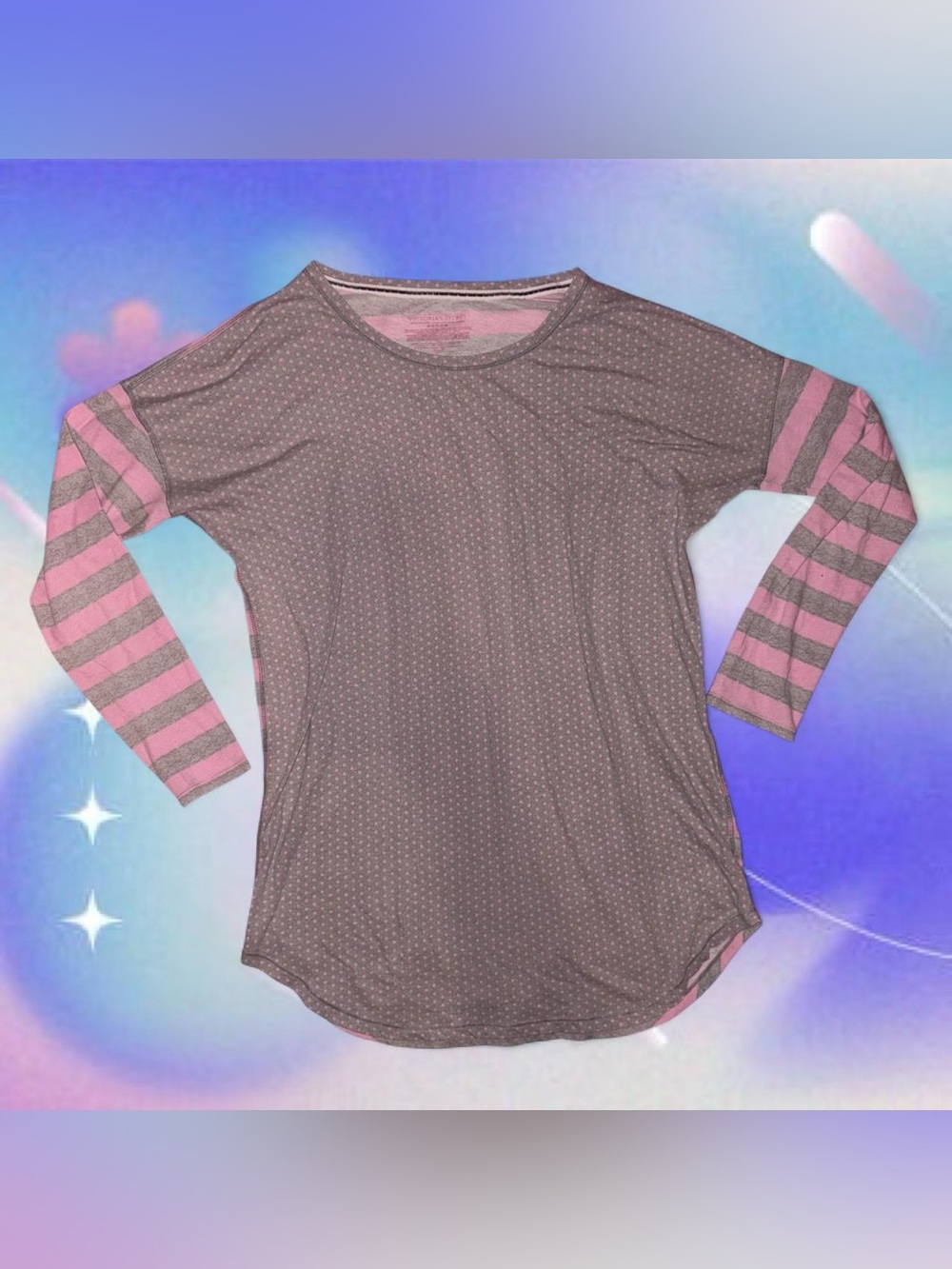 vtg y2k polkadot striped sleep shirt - victoria’s secret, sz xs 2011